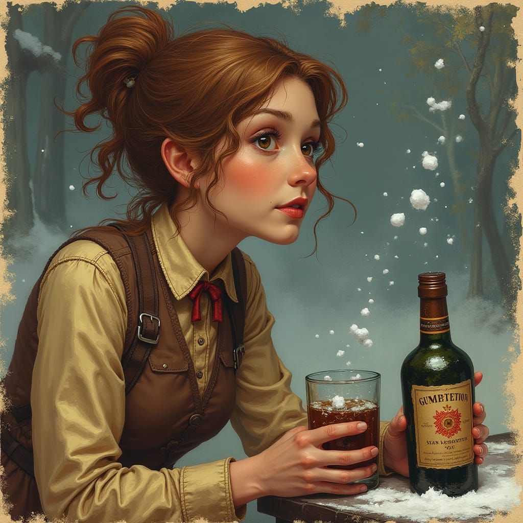 She bought a bottle of gumption and drank it all that evening.