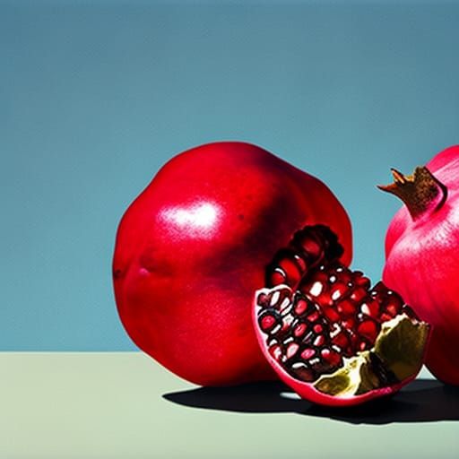 Juicy Pomegranate Explosion in Hyperrealistic Splash Art