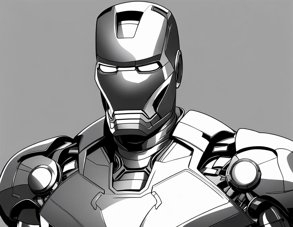 Iron Man Bust in Black and White