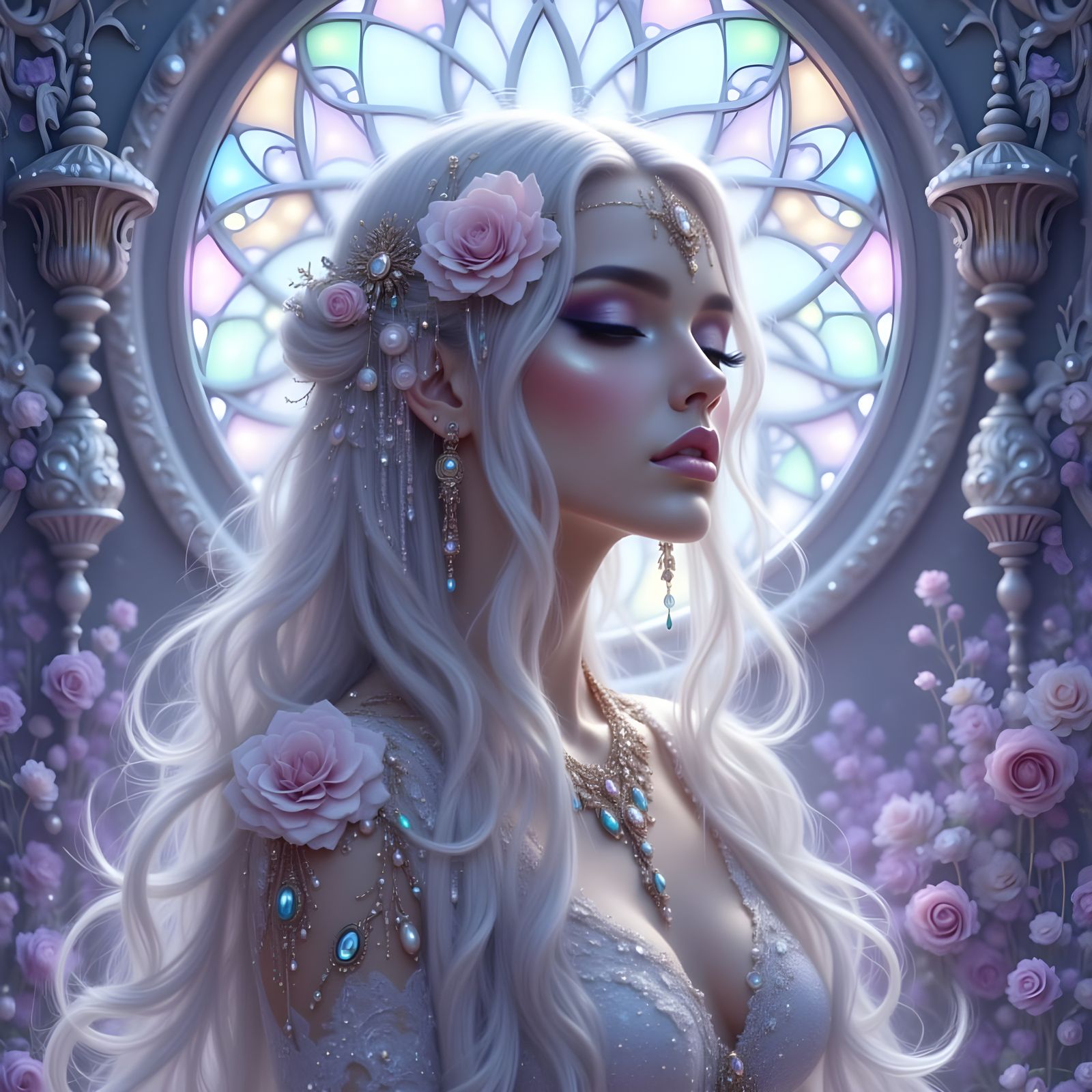 Ethereal Woman in Art Nouveau Style