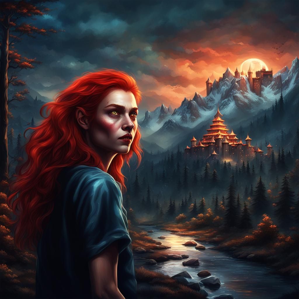 Beautiful Werewolf in Dark Fantasy Splash Art