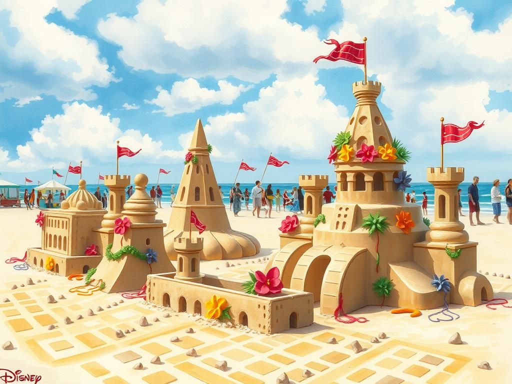 Impressionistic Sandcastles at Beach Festival