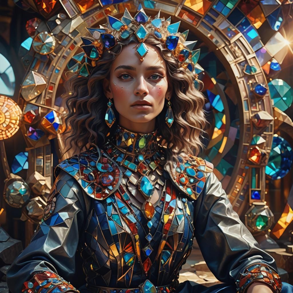 Gemstone Woman: A Surreal Cubist Portrait