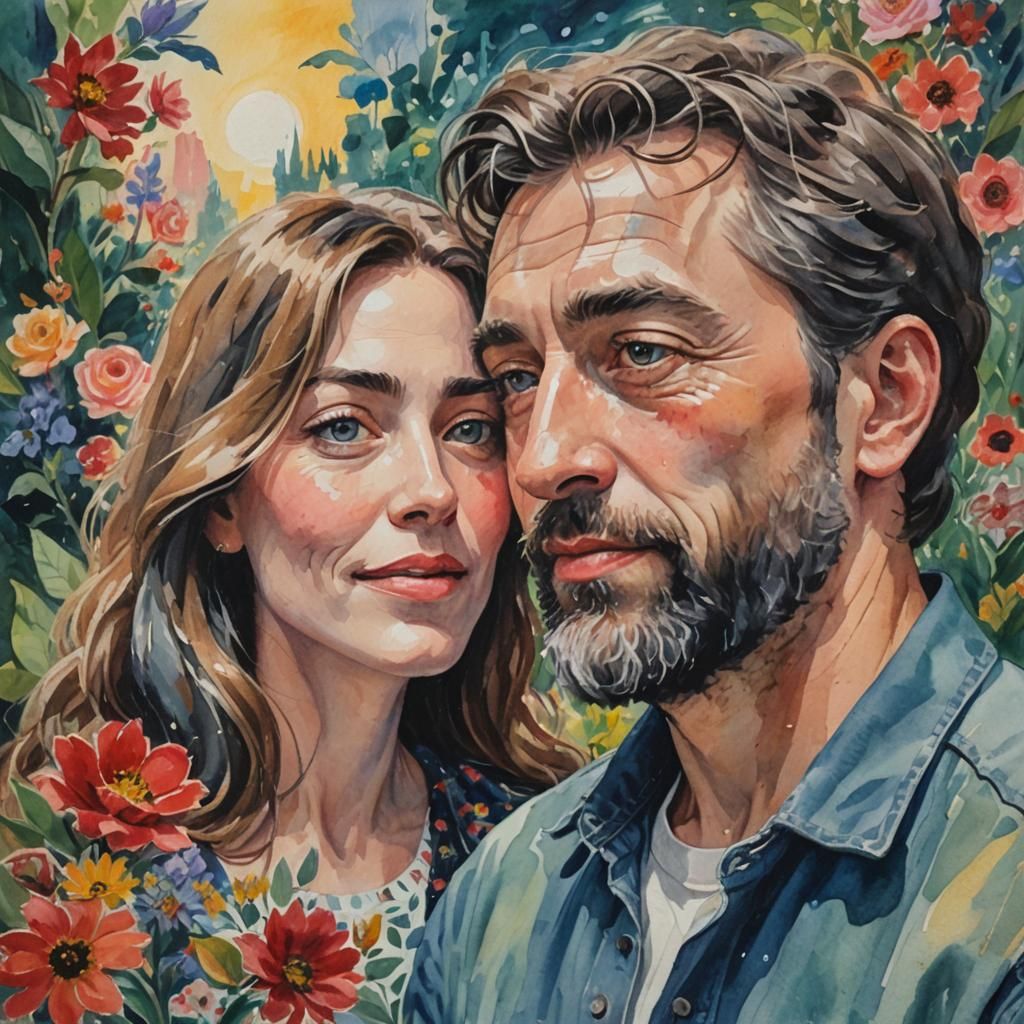 Heart and Eye Conflict in Gouache Impressionist Style