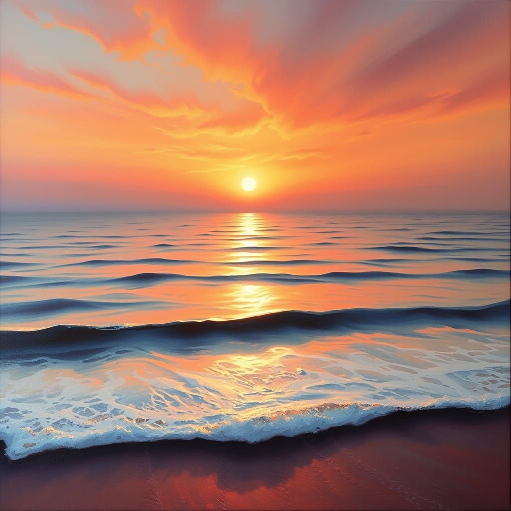 Vibrant Sunset Oceanscape in Dreamy Colors