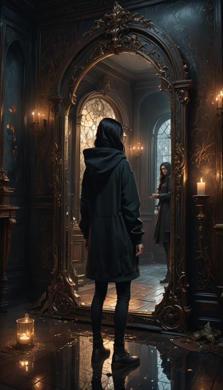 Magical Mirror Reflects Another: Fantasy Concept Art