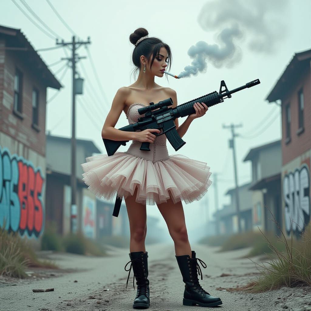 Dystopian Ballerina: Gritty Realism Meets Dark Art