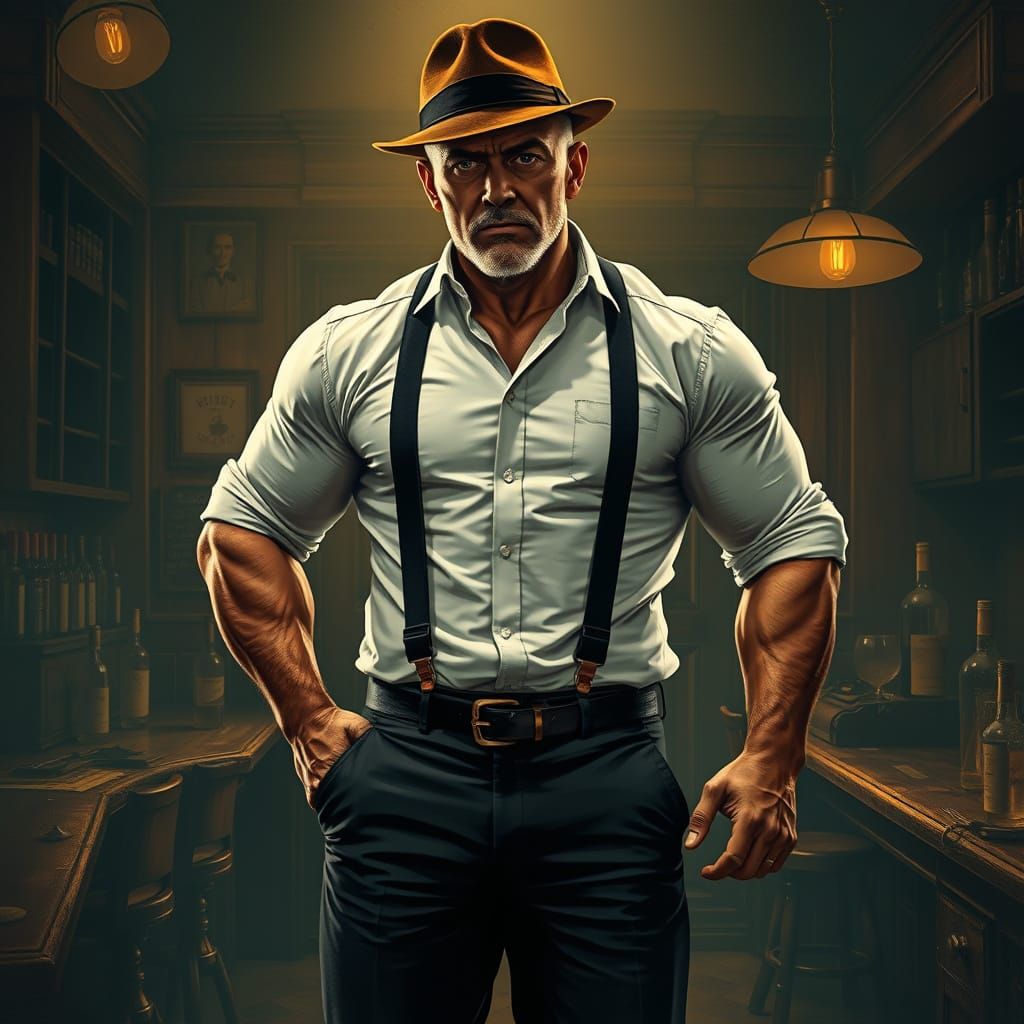 Imposing Figure in Vintage Speakeasy