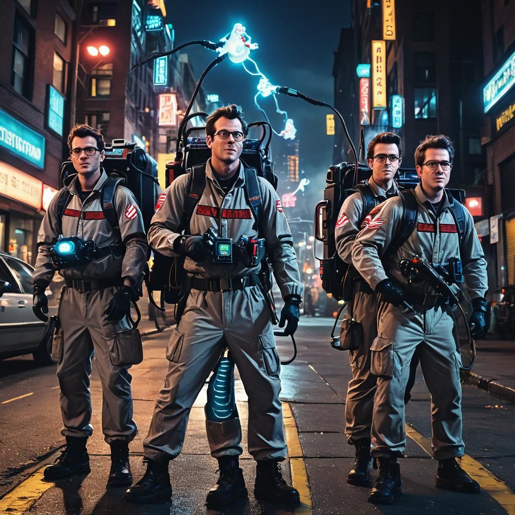 Ghostbusters Squad Ready in City Street, Studio Trigger Styl...