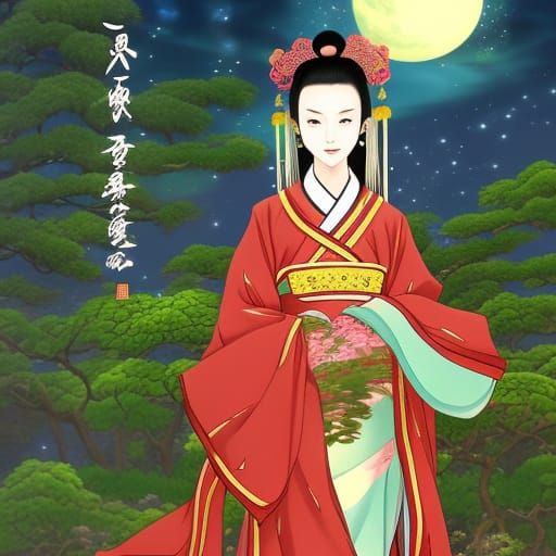 Chinese Empress in Moonlit Garden: Anime Key Visual