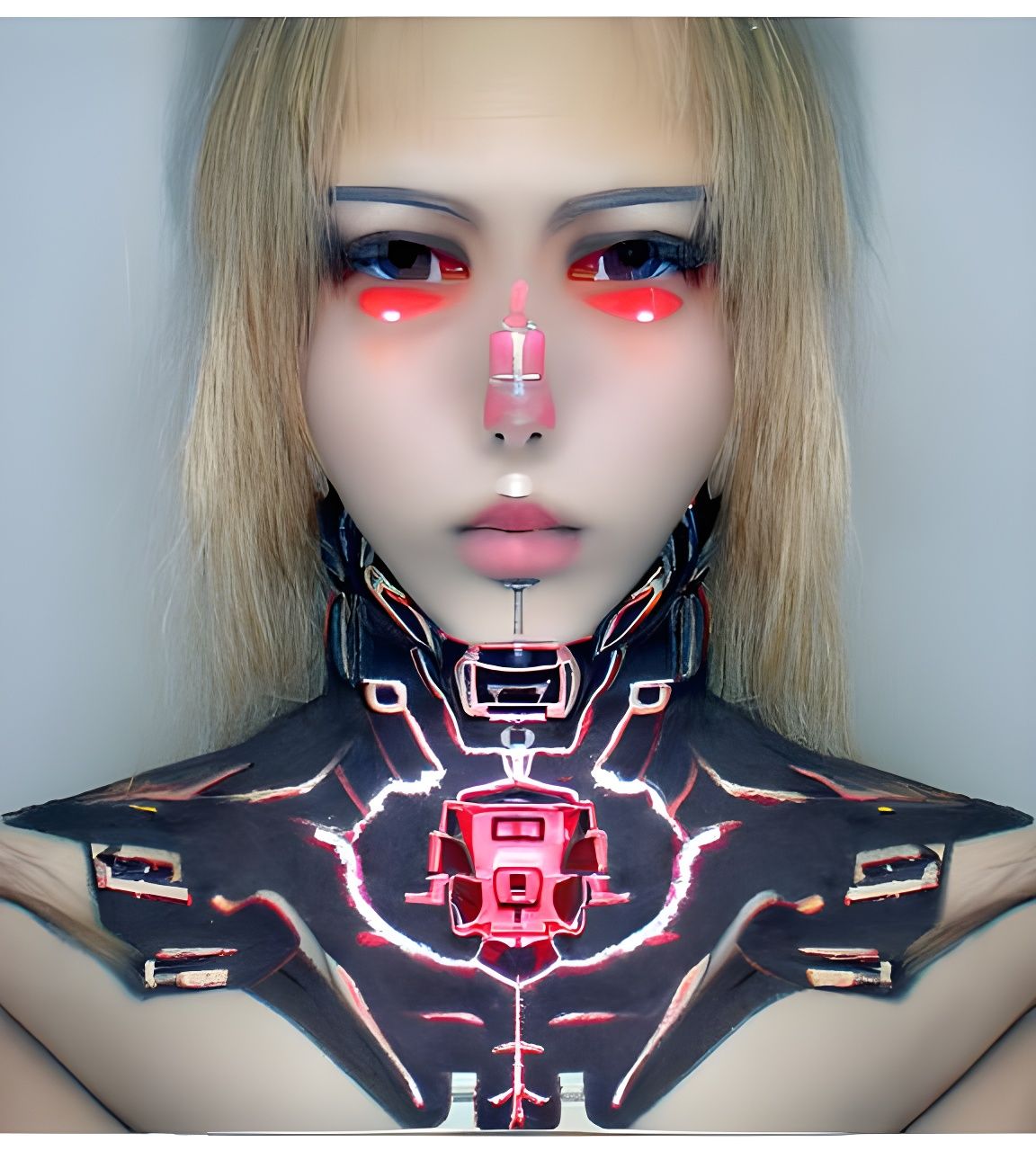 Red Cybernetic Mecha: Futuristic Robot Art