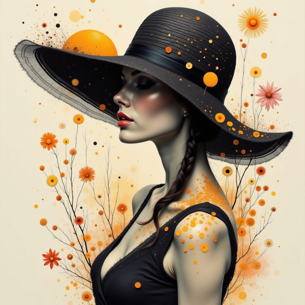 Elegant Rustic Silhouette in Watercolor Surreal Style