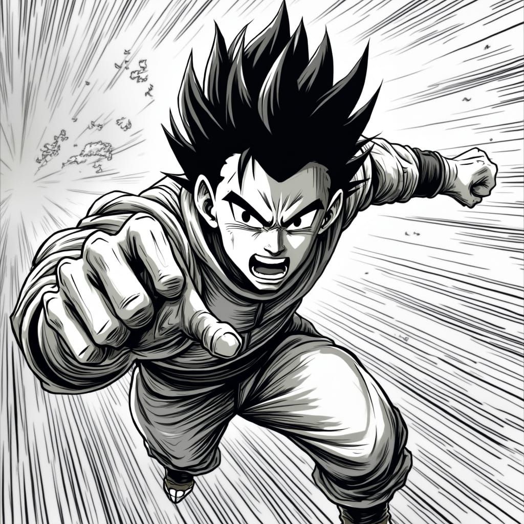 Dynamic Manga Hero Leaps into Action