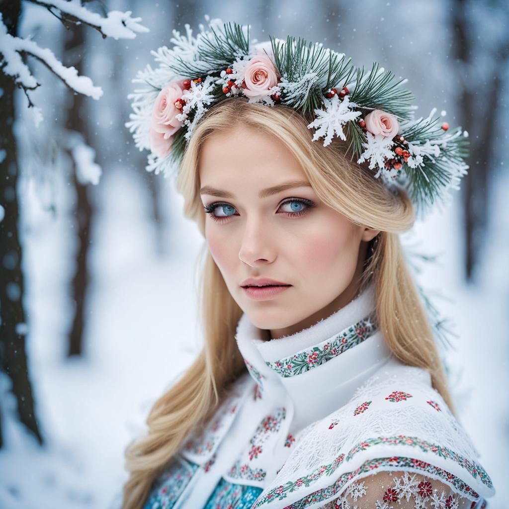 Ethereal Winter Portrait of a Slavic Beauty
