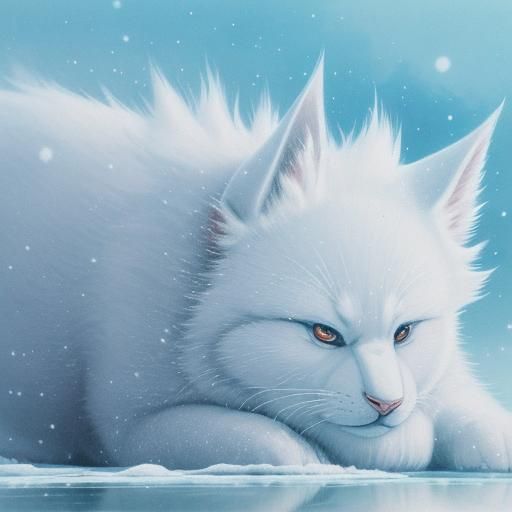 Anime Teletubby on Frozen Lake in Studio Trigger Style