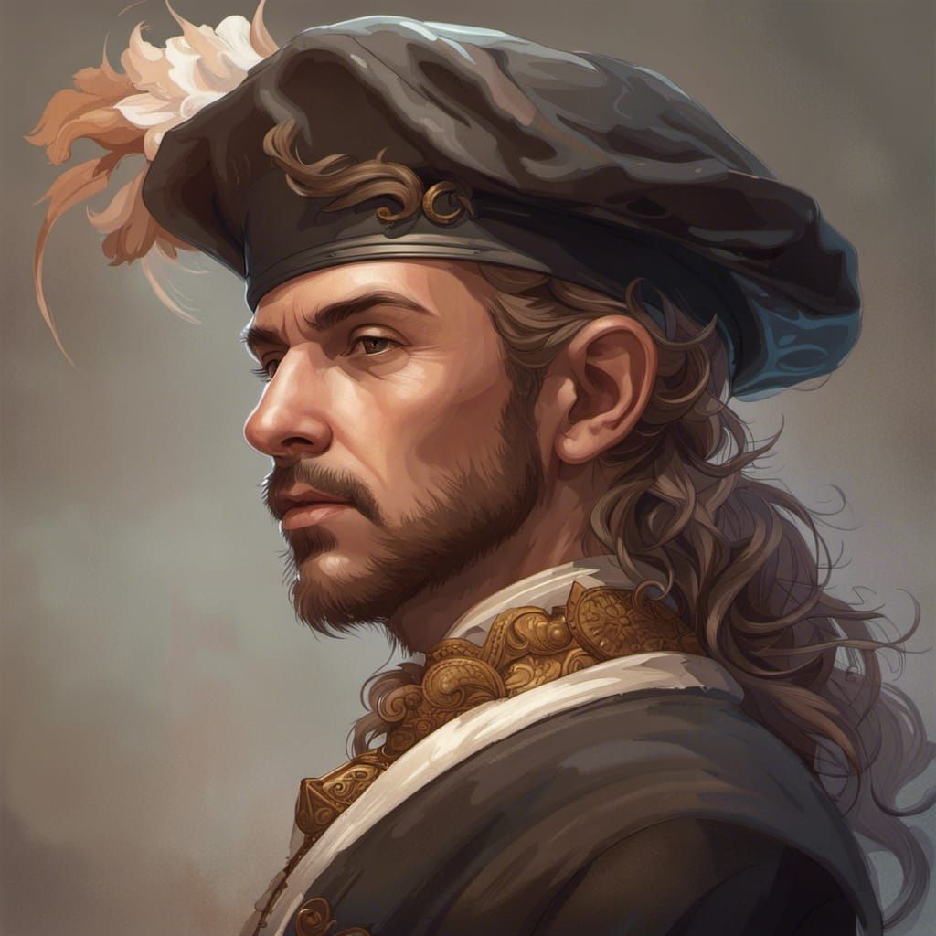 Elizabethan Bard Portrait in Art Nouveau Style