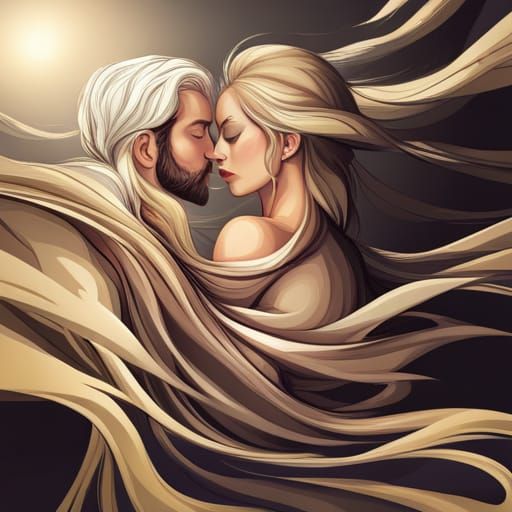 Wizard and Warlock Kiss: Abstract Vector Art