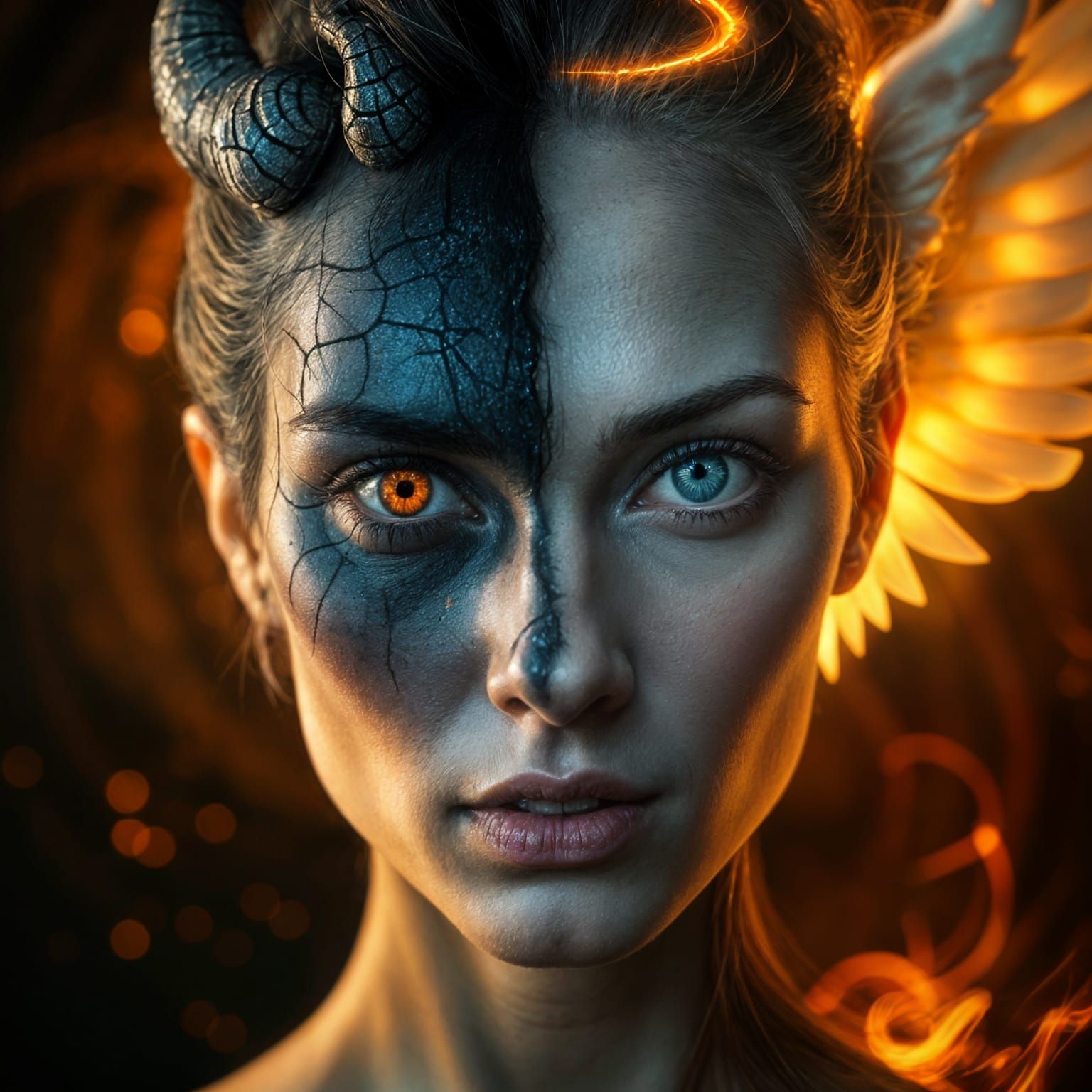 Divine Duality: Angel and Demon Coexist in Balance