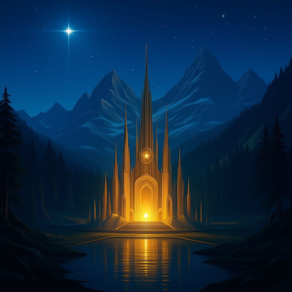 Fantasy Book Cover: Mystical Continent and Building