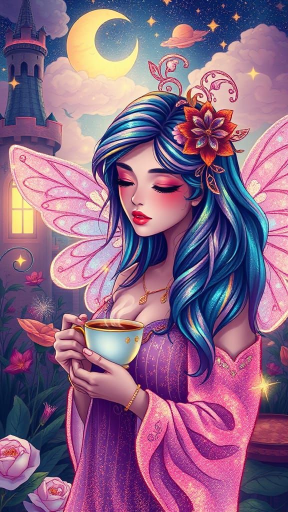 Anime Fairy in Art Nouveau Garden