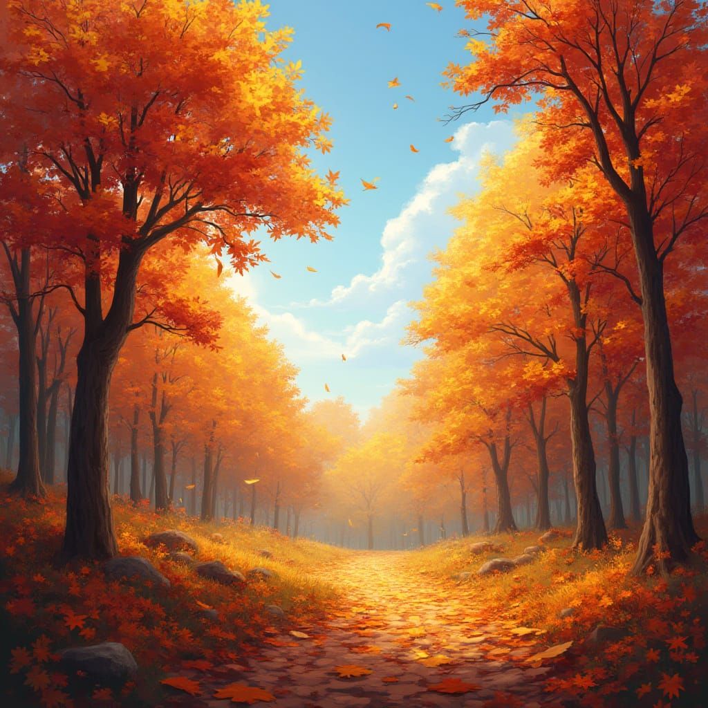 Stunning Autumn Woodland Scene with Golden Light