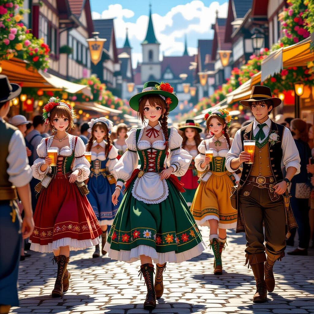 Oktoberfest Celebration in 3D Anime Art