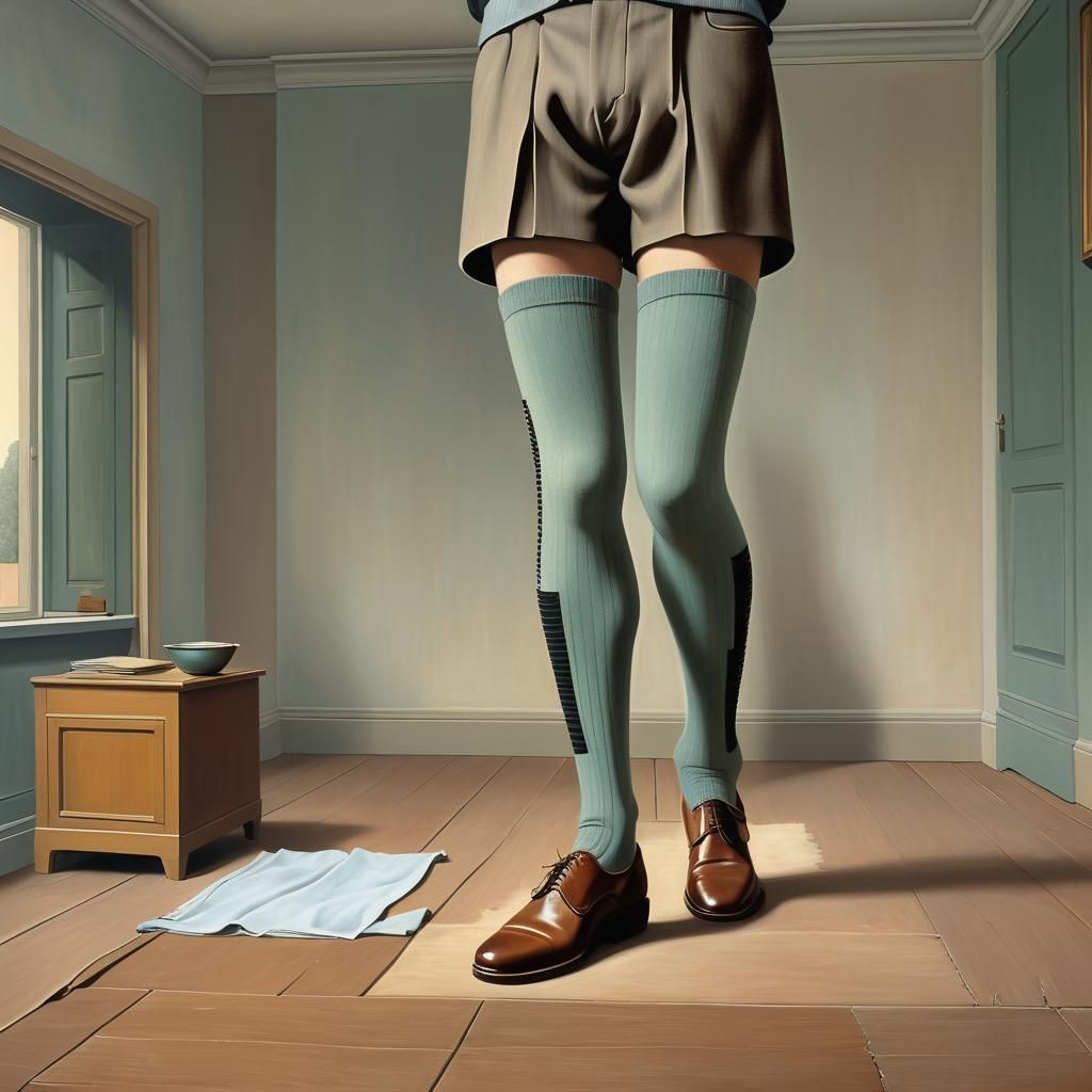 Surreal Sock Legs in a Living Room, as Trompe L'Oeil