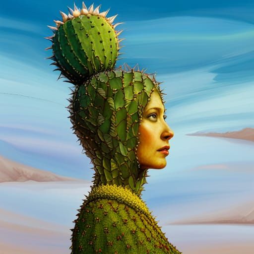 Cactus Woman in Desert Landscape