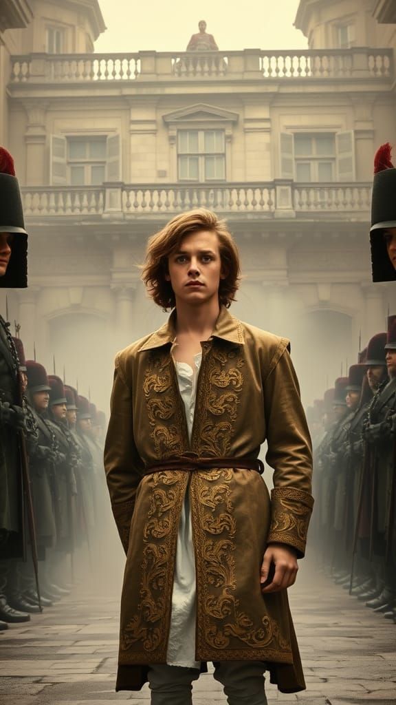 Prince in Royal Courtyard, Haunted by Heartbreak and Power