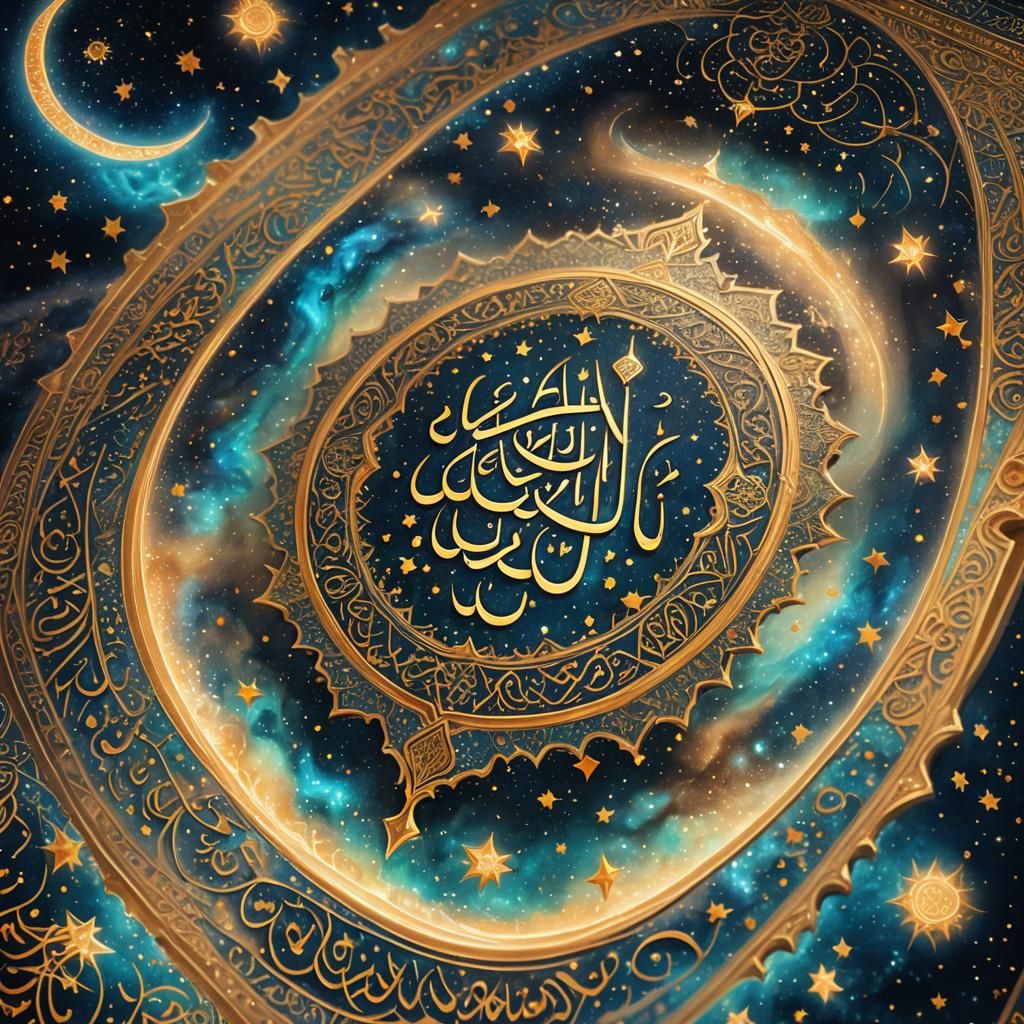 Cosmic Islamic Art: Quran Page in Space