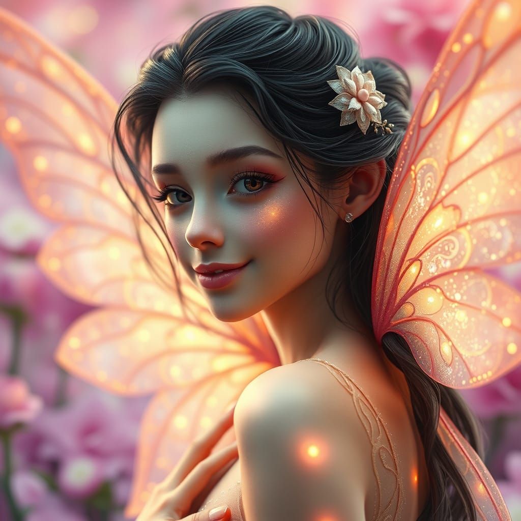 Enchanted Fairy in Cosmic Floral Realm