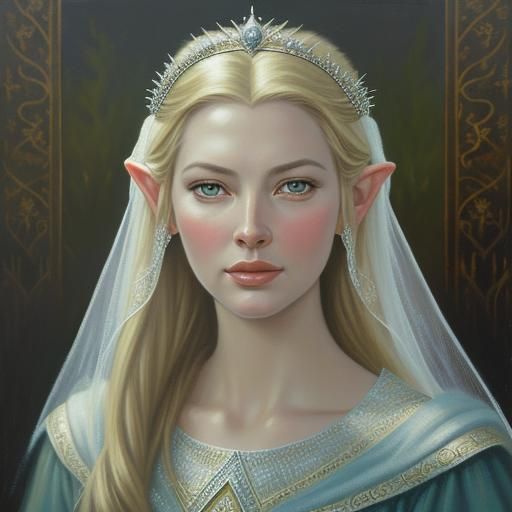 Galadriel Portrait in Oil Painting Style