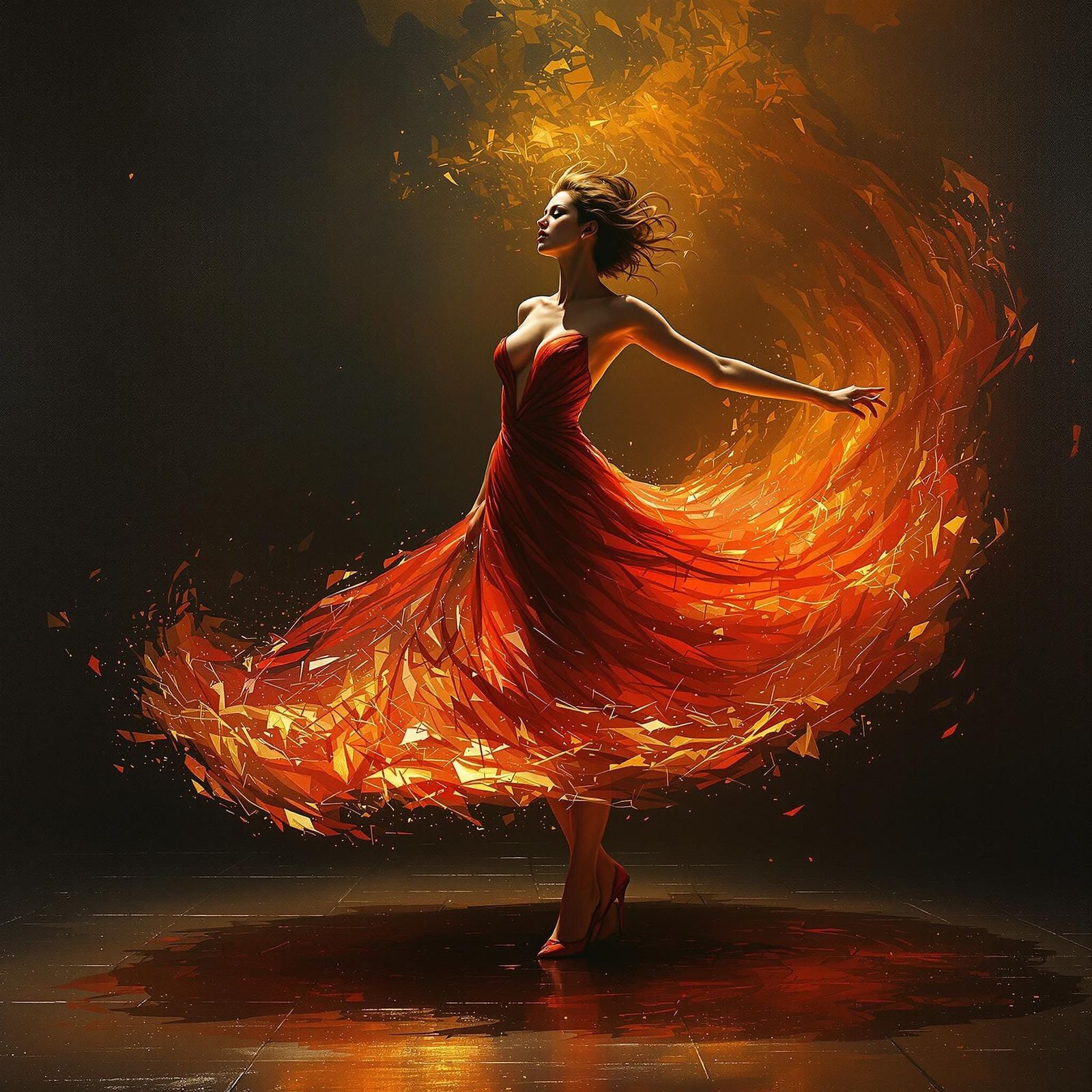 Dancer Enveloped in Warm Flames