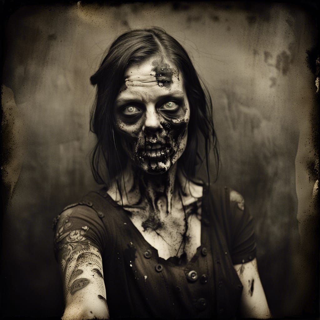 Zombie Self Portrait in Dark Wet Plate Style