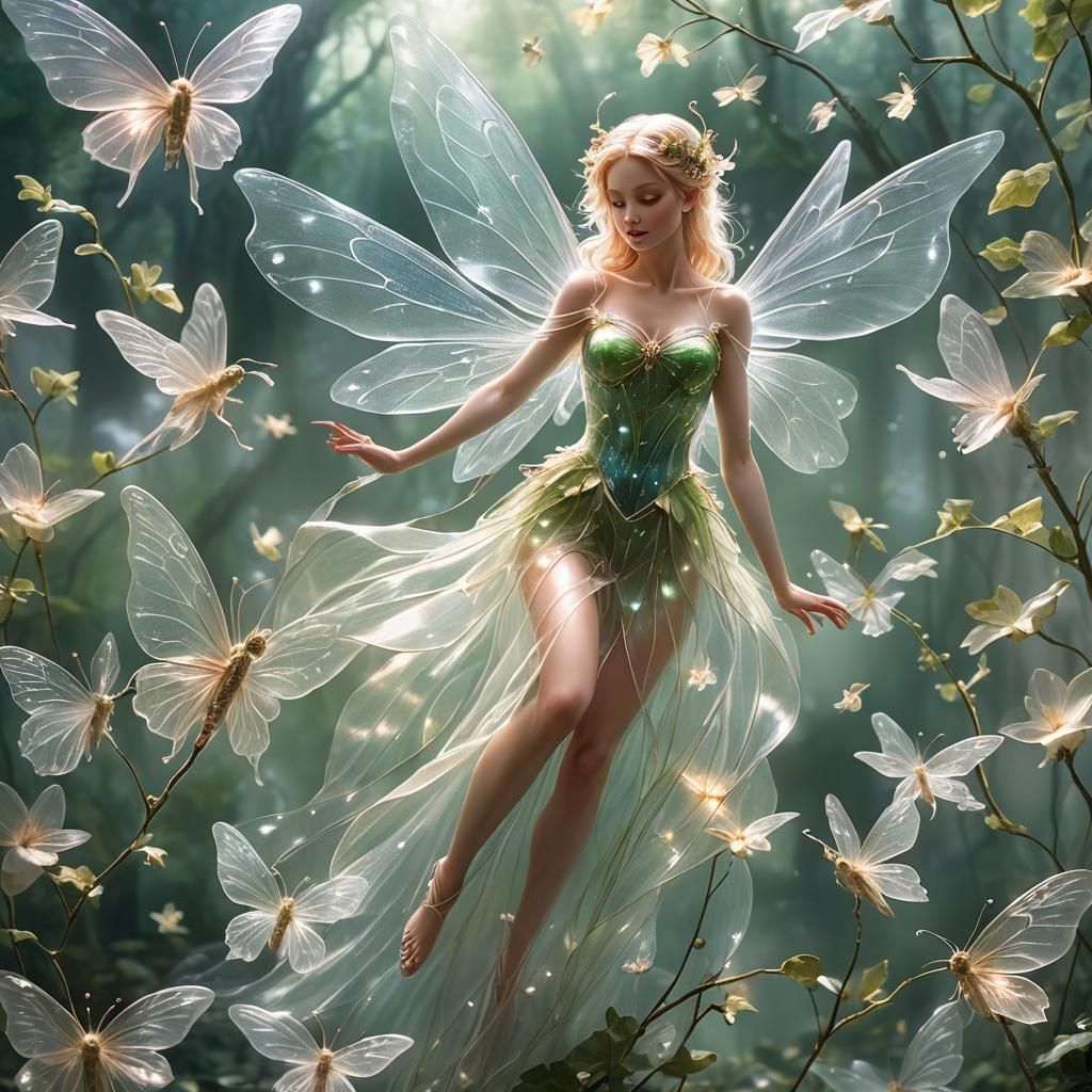 Ethereal Translucent Fairy with Glowing Features