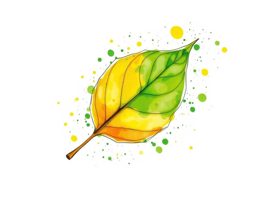 Vibrant Leaf Illustration in Watercolor Marker Style