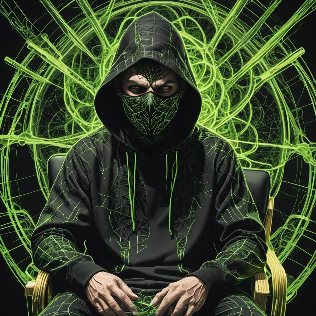 Cyberpunk Hacker in a Dark Room