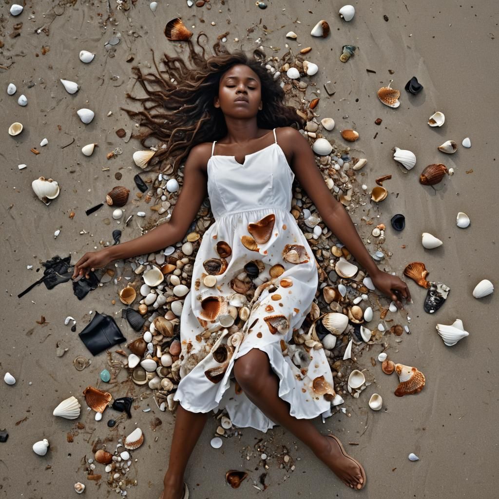 Environmental Surrealism: Girl on Polluted Florida Beach