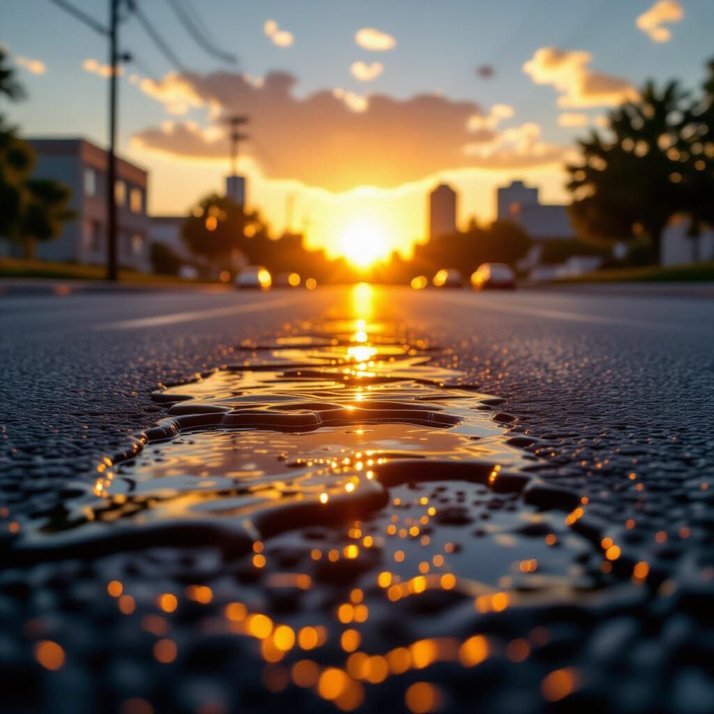 Extreme Heat Shimmers Streets in Golden Hour Sunlight