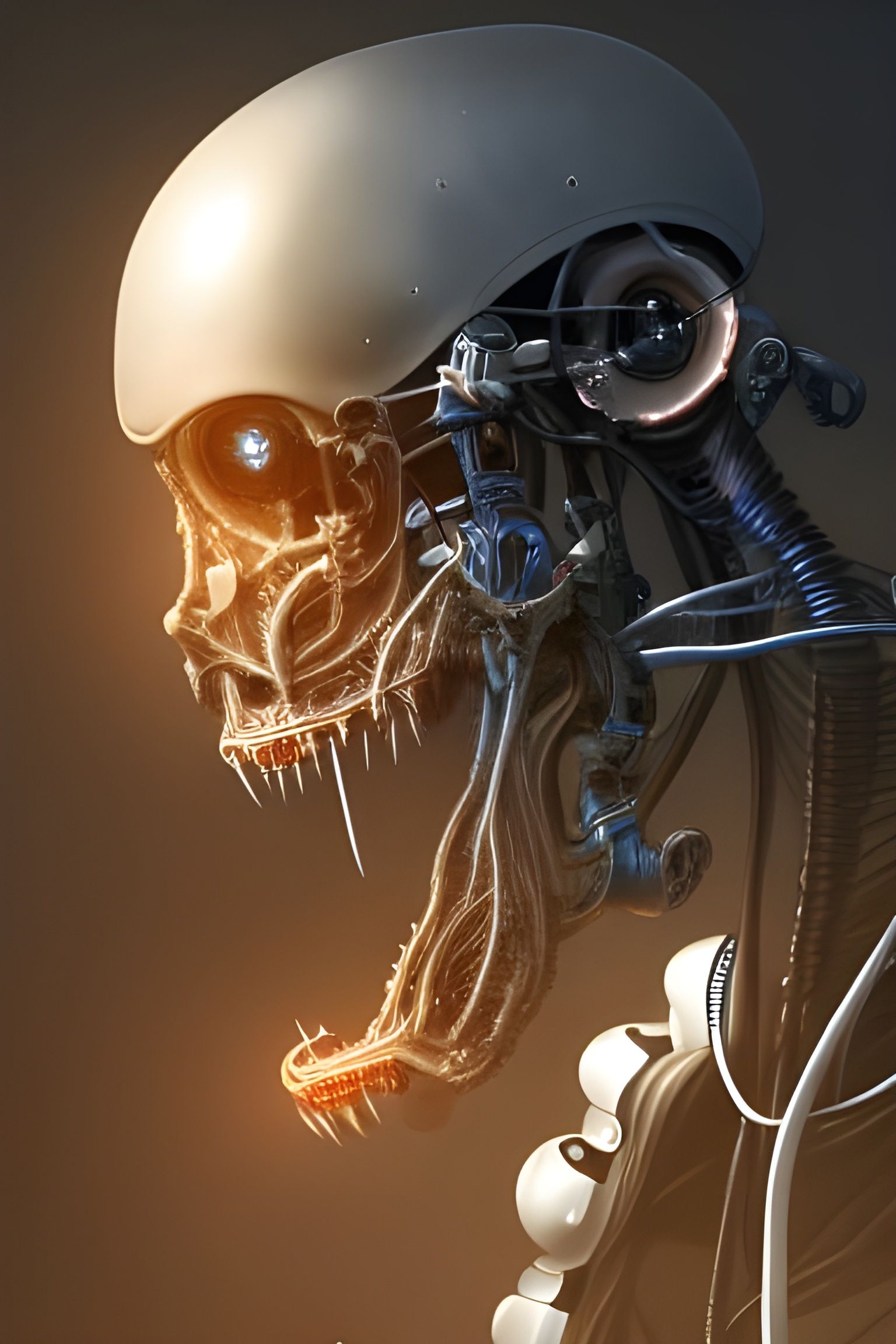 Scary Cyberpunk Dentist with Biomechanical Detail