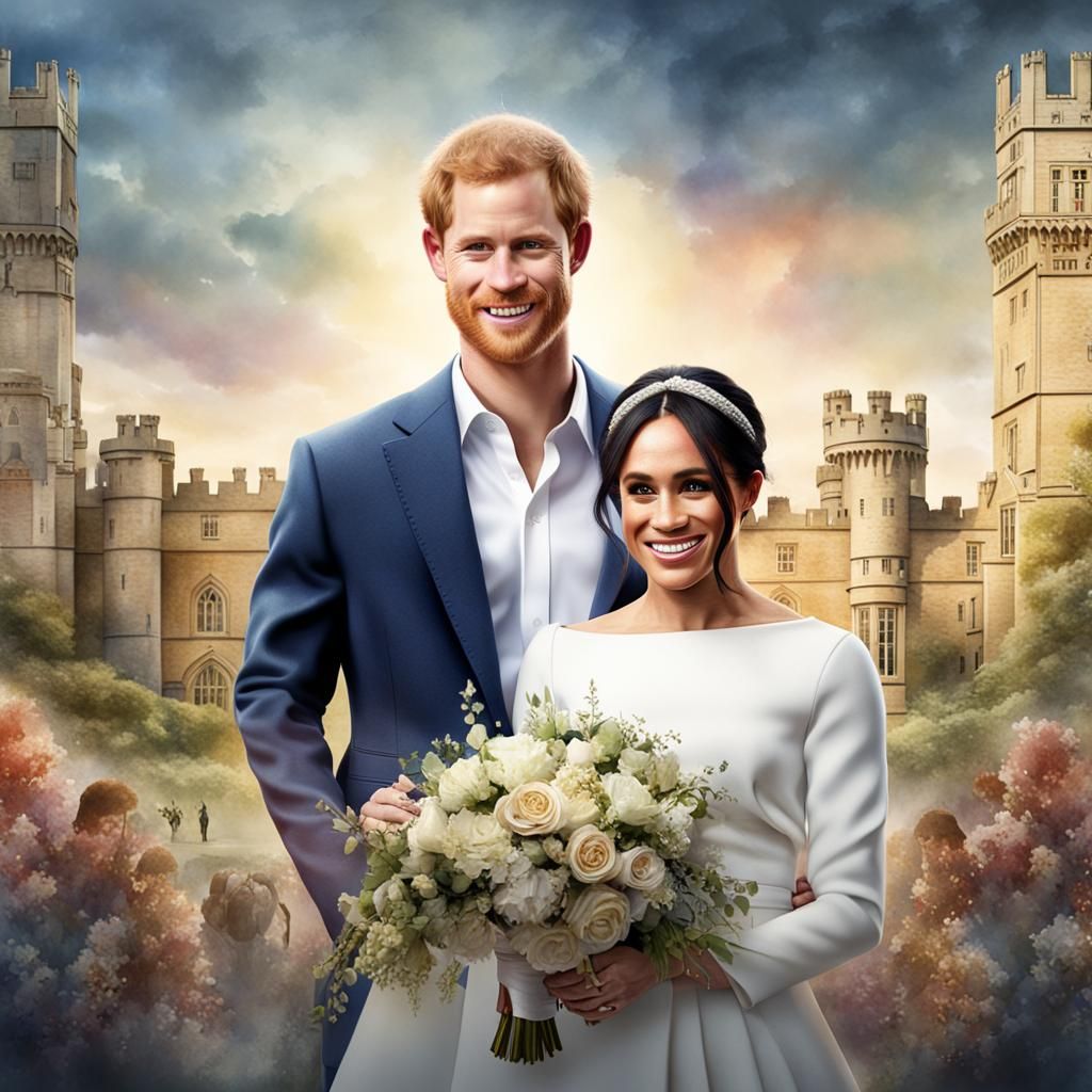 Animated Watercolour Portrait of Harry and Meghan