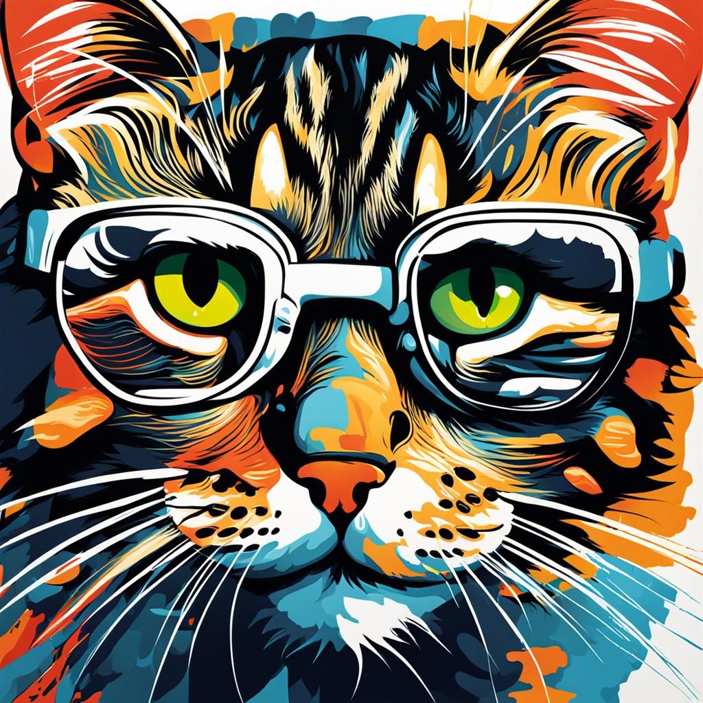 Top Gun Cat in Abstract Style