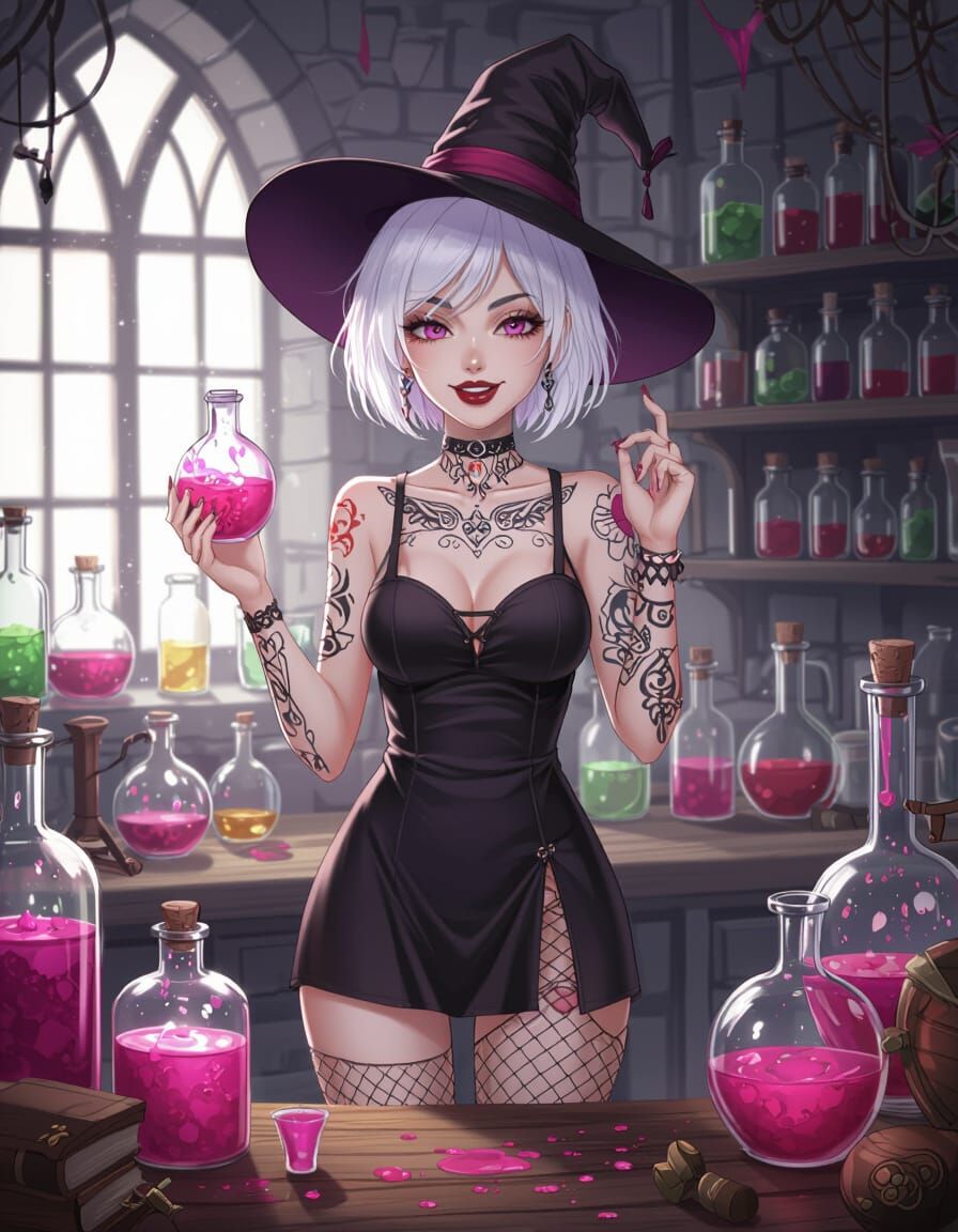 Petite Alchemist Brewing a Love Potion