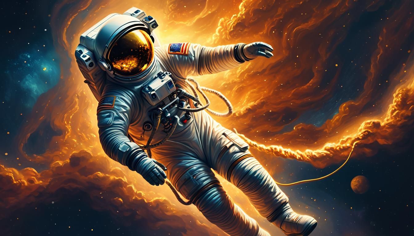 Astronaut in Golden Hour: Hyper-Realistic Digital Art