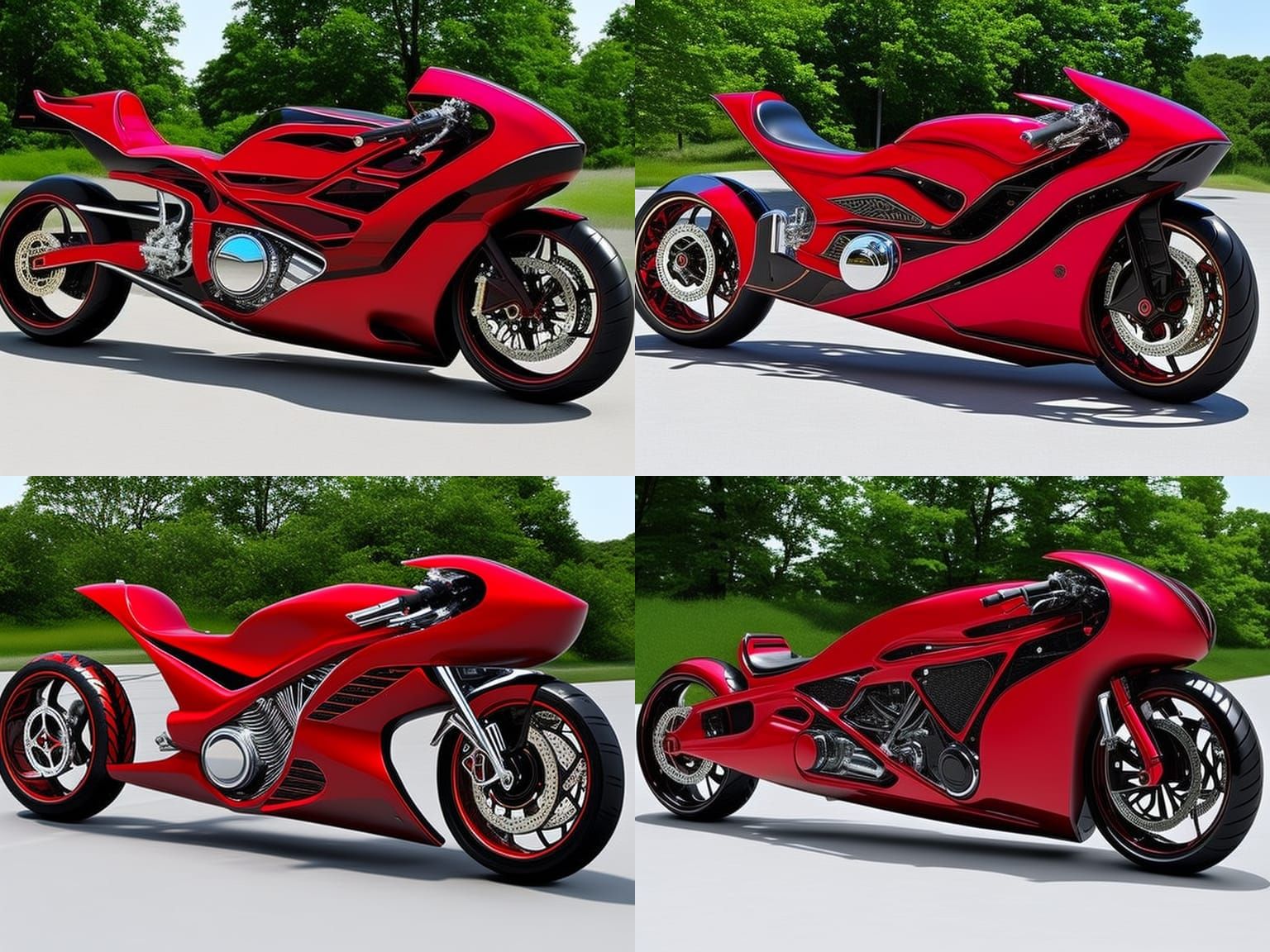 Futuristic Candy-Red Custom Motorcycle Concept