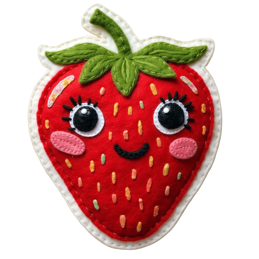 Felt Strawberry Sticker Art Character