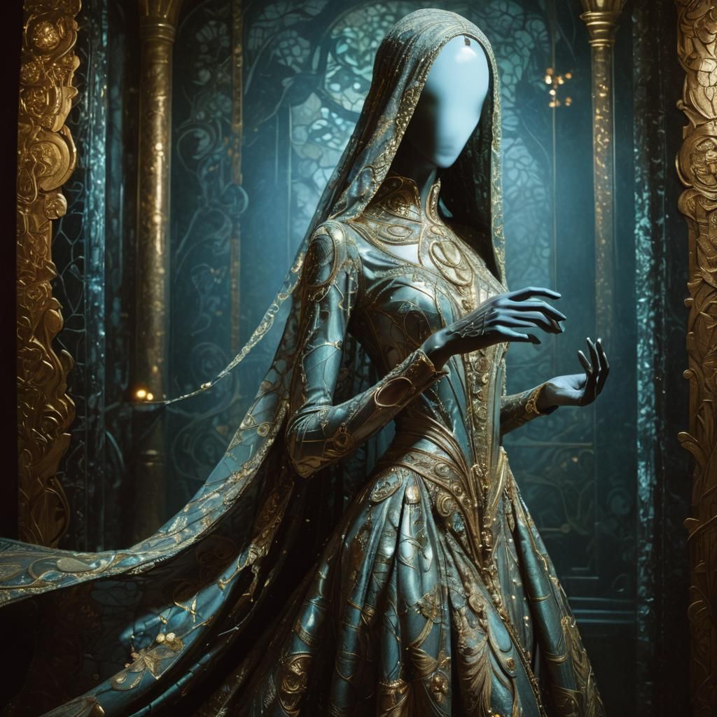 Sensual Kiss in Art Nouveau Style