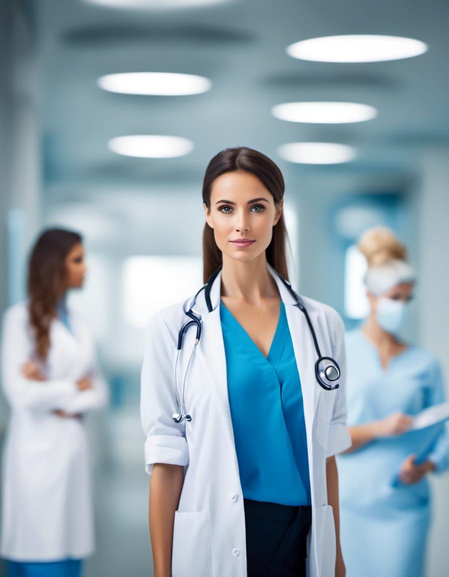 Realistic Portrait of a Beautiful Woman Doctor