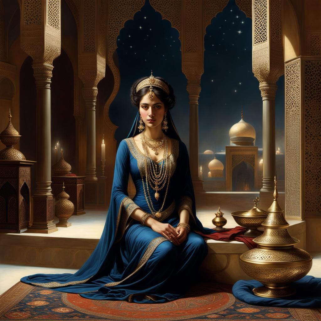 Enchanting Genie Princess Casting a Spell