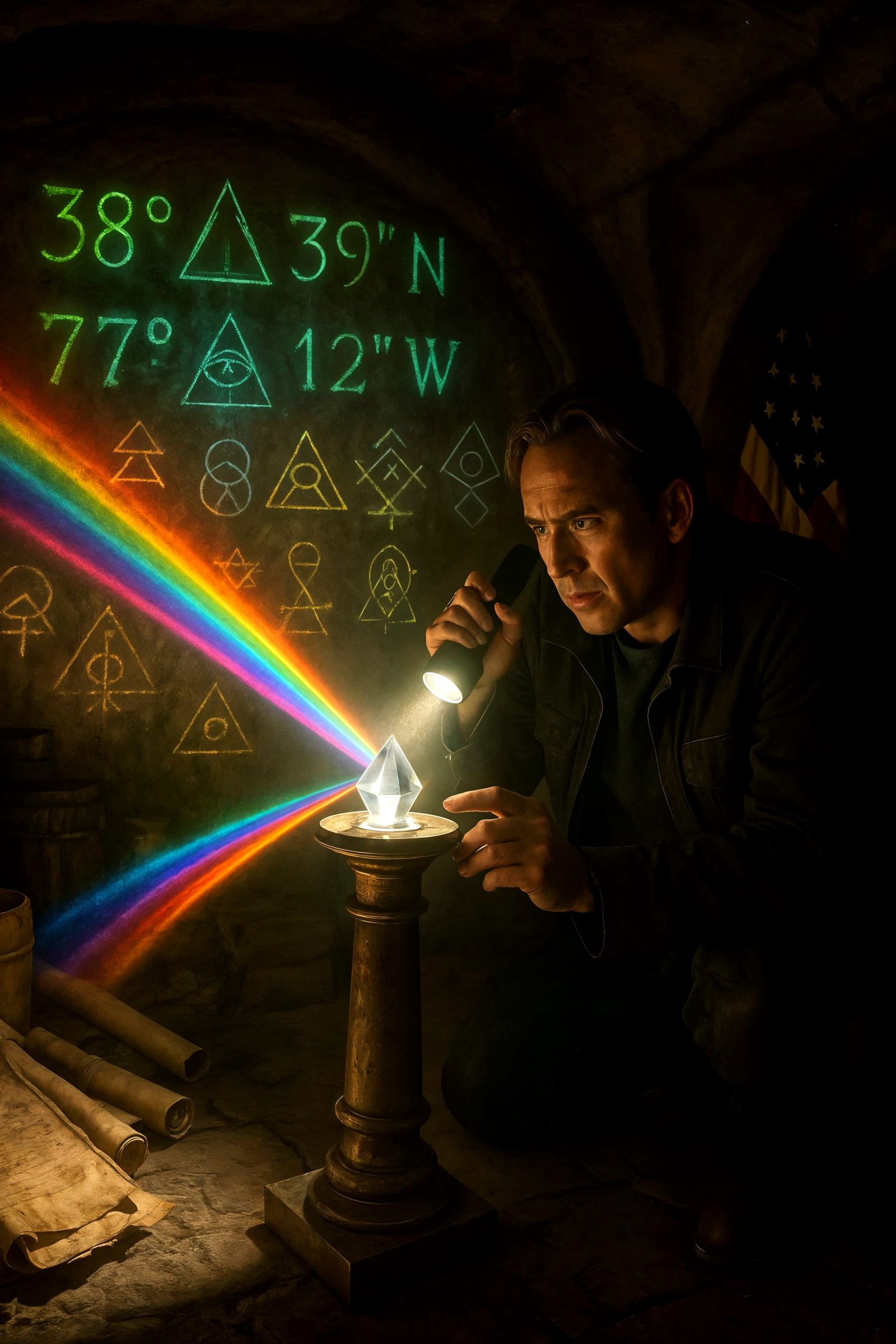 Benjamin Gates Uncovers Masonic Cipher in Vault